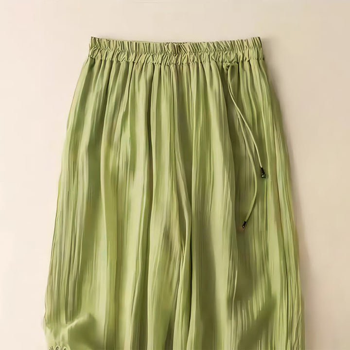 Buddha Stones Retro Casual Embroidery Design Drawstring Cotton Linen Women's Wide Leg Pants With Pockets - image 5