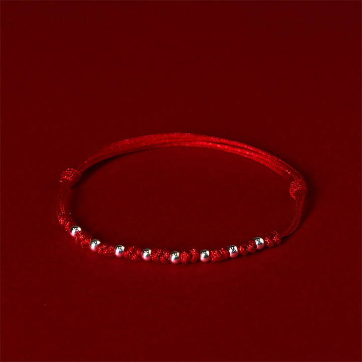 Buddha Stones 925 Sterling Silver Beads Red String Adjustable Luck Bracelet - image 3
