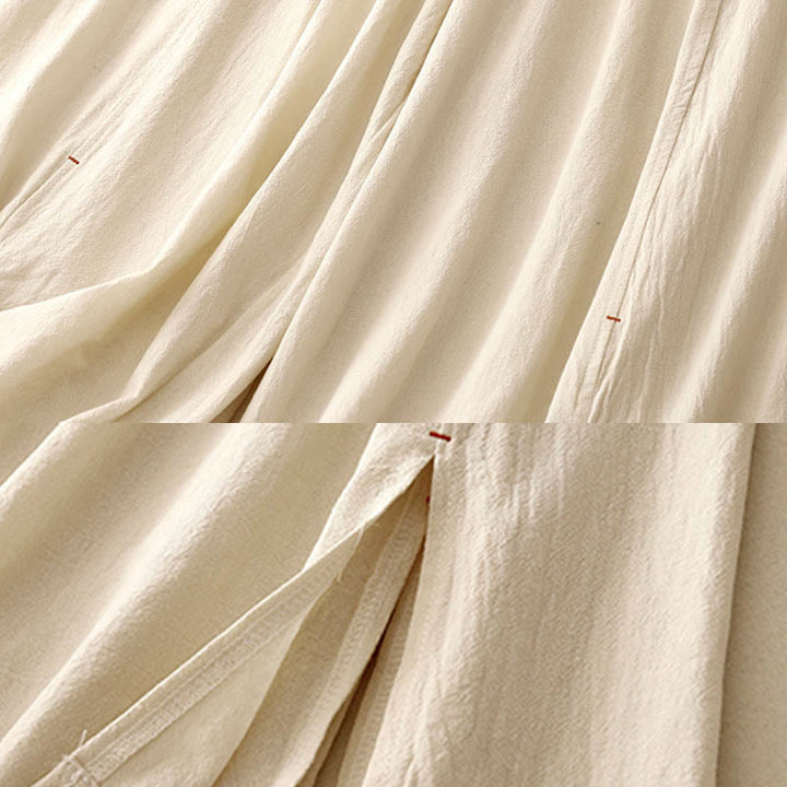 Buddha Stones Casual Side Slits Design Cotton Women's Wide Leg 7-8 Length Pants With Pockets - image 8