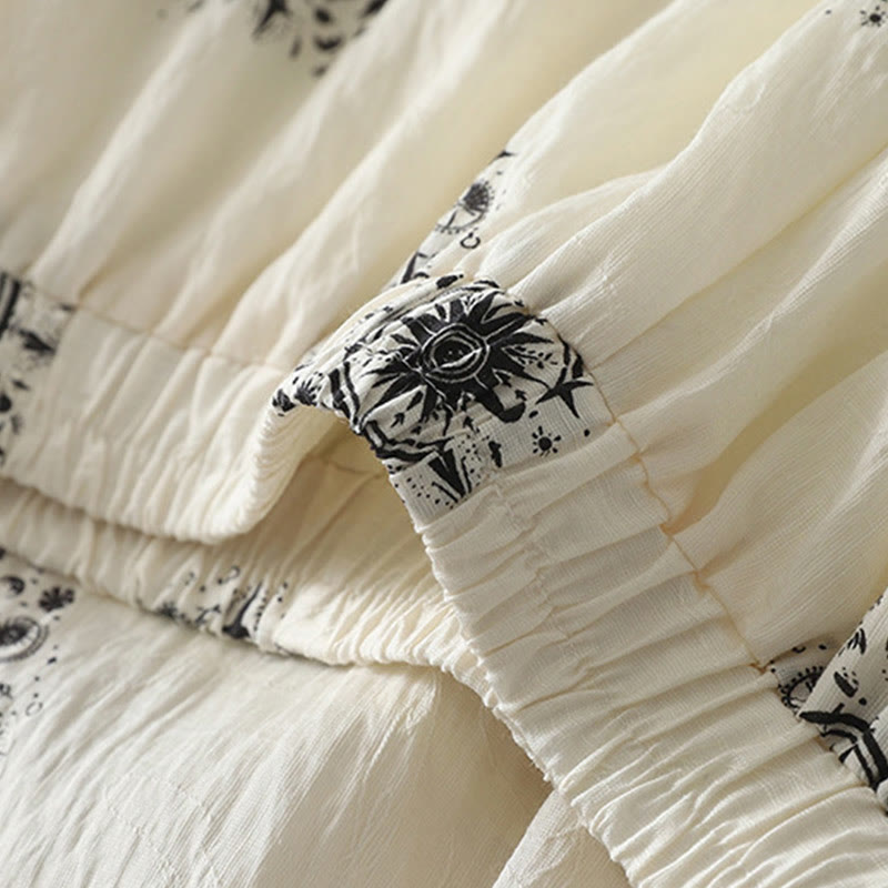 Buddha Stones Bohemian Printing Celestial Pattern Women's Wide Leg Cotton Pants With Pockets - image 6