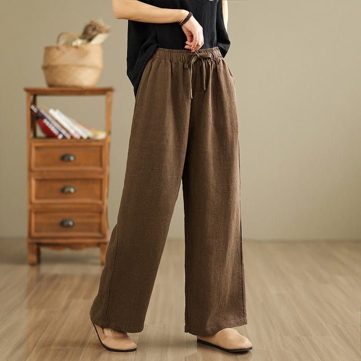 Buddha Stones Commute Retro Solid Color Women's Harem Drawstring Cotton Pants With Pockets - Sienna - US8-10，UK/AU12-14，EU40-42 (2XL) - image 14