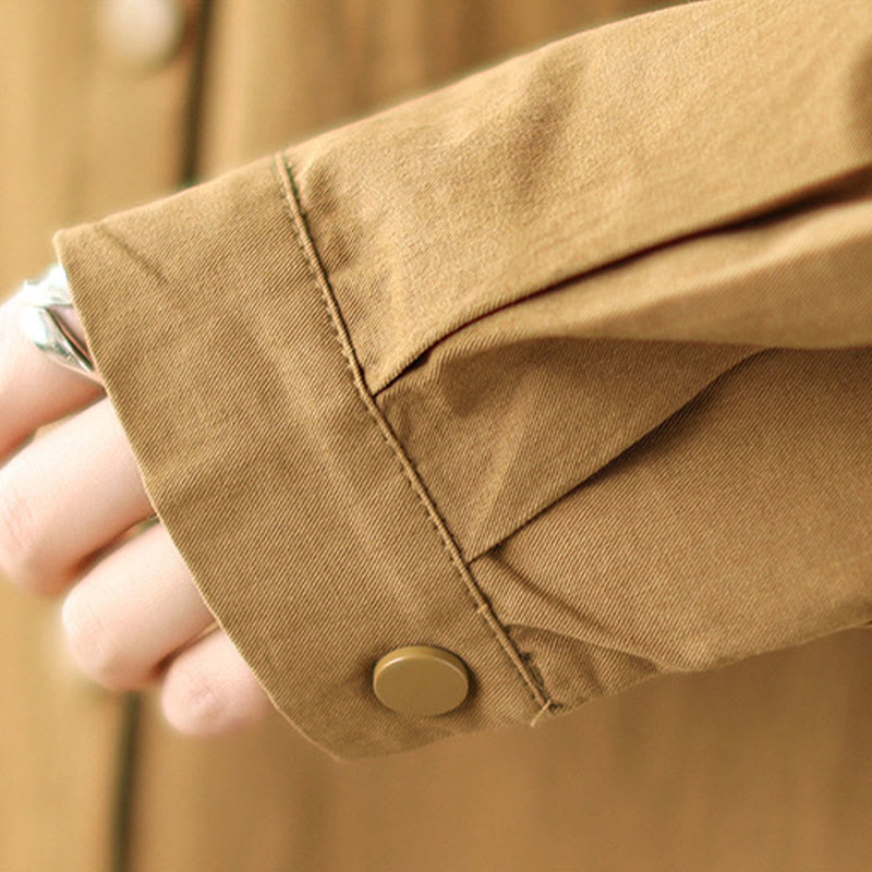 Buddha Stones Casual Commute Drawstring Hoodie Women's Cotton Linen Jacket With Pockets - image 14