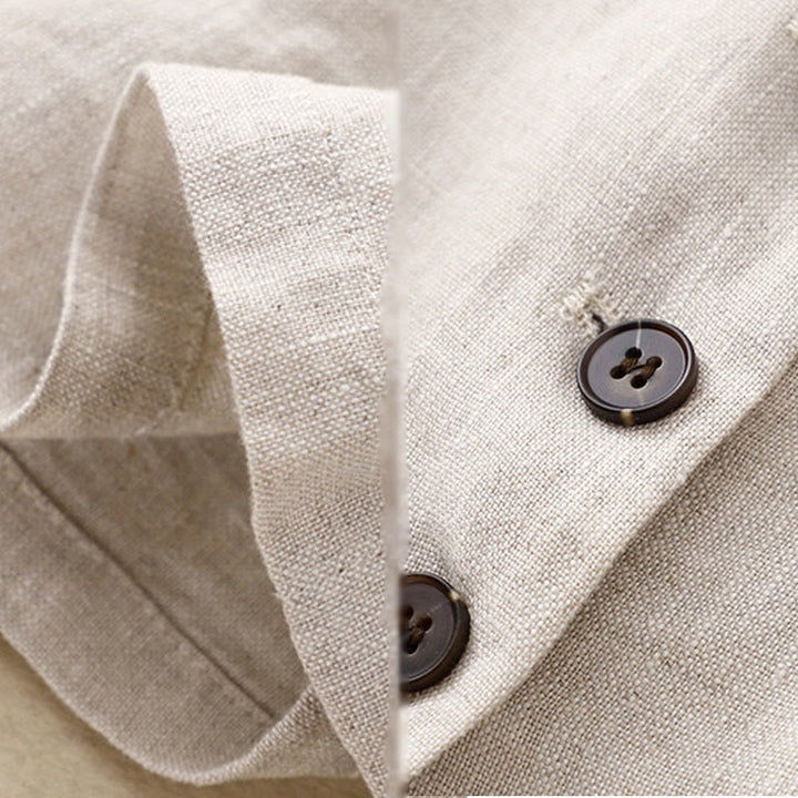 Buddha Stones Commute Retro Pure Color Lapel Cotton Linen Women's Jacket With Pockets - image 9