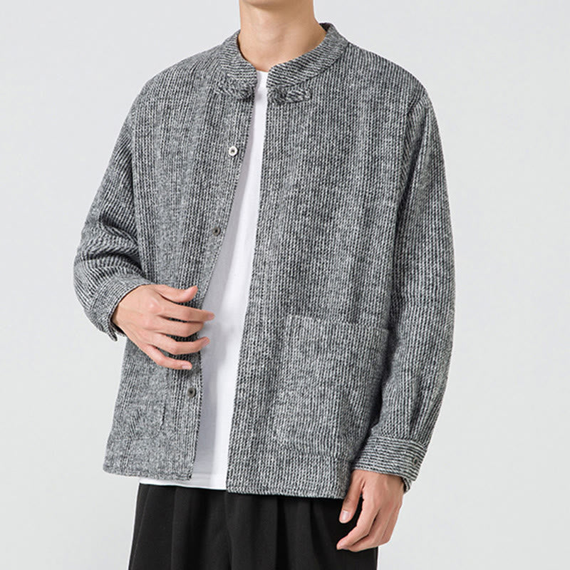 Buddha Stones Long Sleeve Frog-button Design Men's Cotton Jacket Shirt With Pockets - image 12