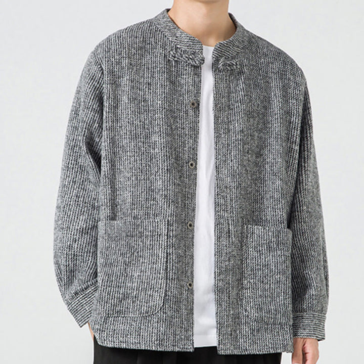 Buddha Stones Long Sleeve Frog-button Design Men's Cotton Jacket Shirt With Pockets - image 11