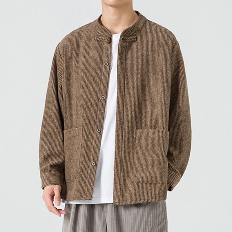 Buddha Stones Long Sleeve Frog-button Design Men's Cotton Jacket Shirt With Pockets - image 20