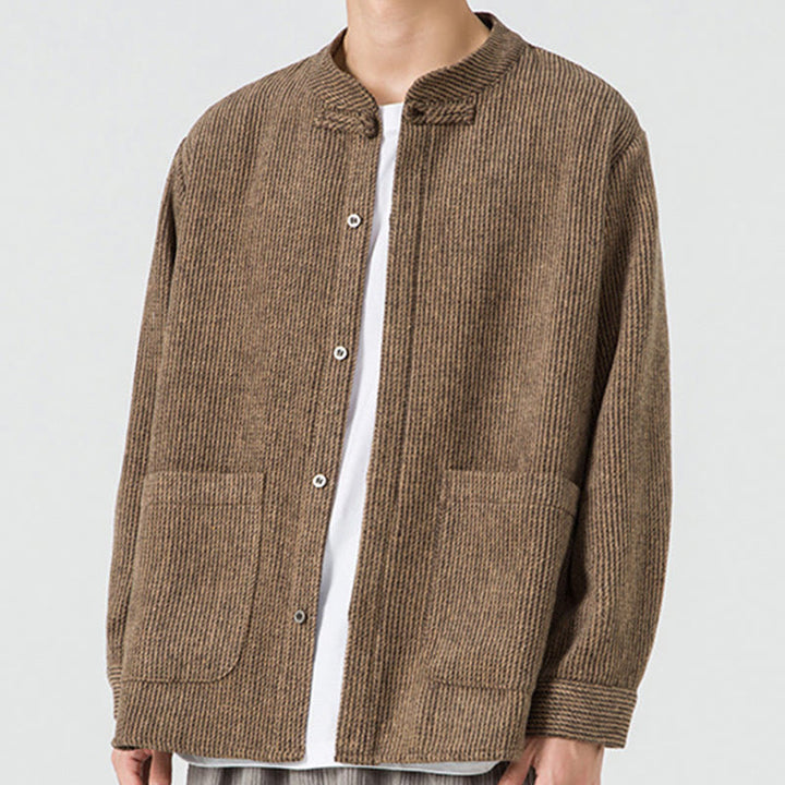 Buddha Stones Long Sleeve Frog-button Design Men's Cotton Jacket Shirt With Pockets - image 23