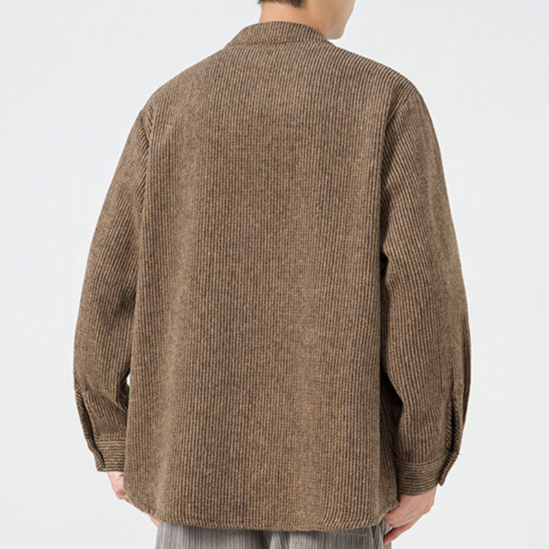 Buddha Stones Long Sleeve Frog-button Design Men's Cotton Jacket Shirt With Pockets - image 25