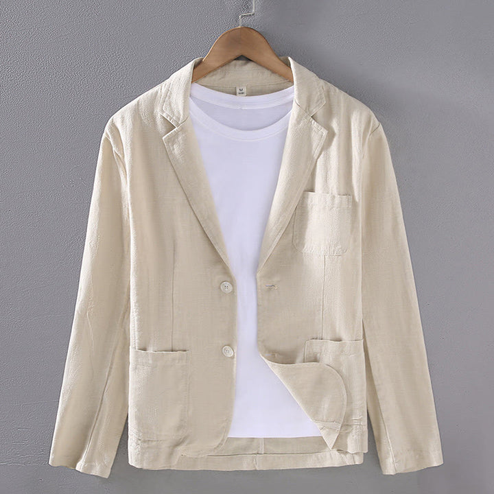 Buddha Stones Long Sleeve Button Plain Design Men's Linen Jacket Shirt With Pockets - PapayaWhip - US/UK/AU42，EU52 (3XL) - image 8