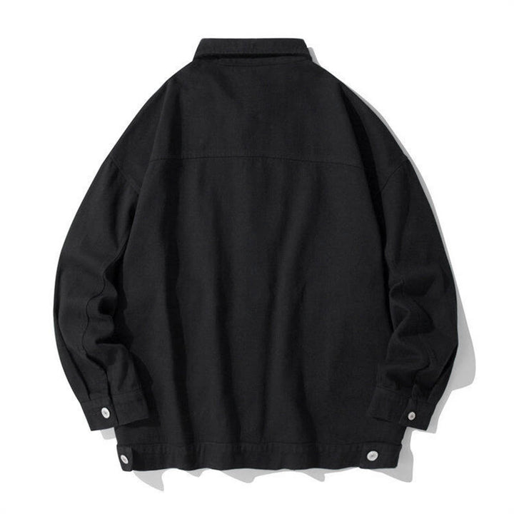 Buddha Stones Long Sleeve Button Stand Collar Design Men's Cotton Jacket Shirt With Pockets - image 1