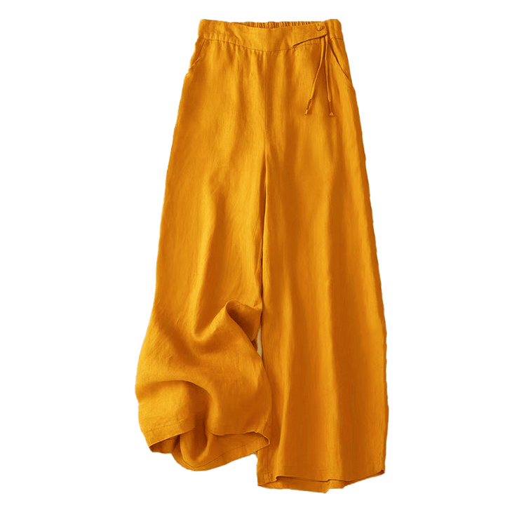 Buddha Stones Casual Solid Color One Button Women's Capri Wide Leg Pants With Pockets - image 2