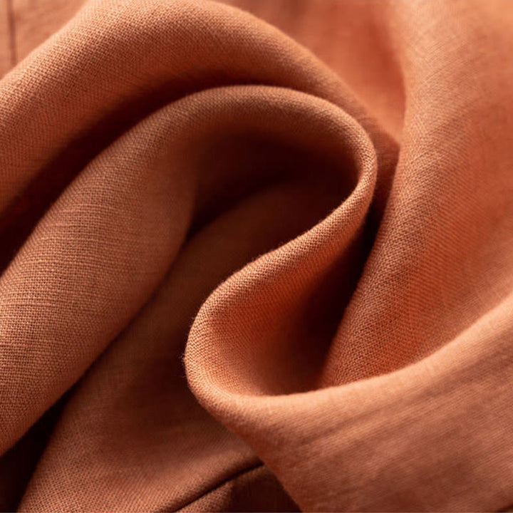 Buddha Stones Plain Color 7-8 Length Capri Cropped Pants Cotton Linen Women's Wide Leg Pants With Pockets - image 16