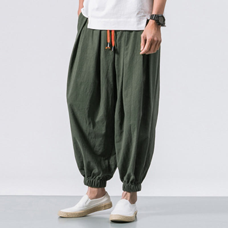 Buddha Stones Casual Sports Men's Solid Color Cotton Drawstring Pants With Pockets - image 18