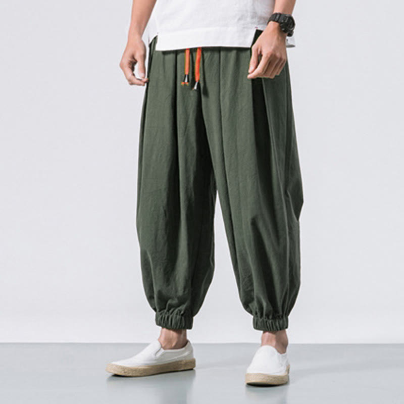 Buddha Stones Casual Sports Men's Solid Color Cotton Drawstring Pants With Pockets - image 25