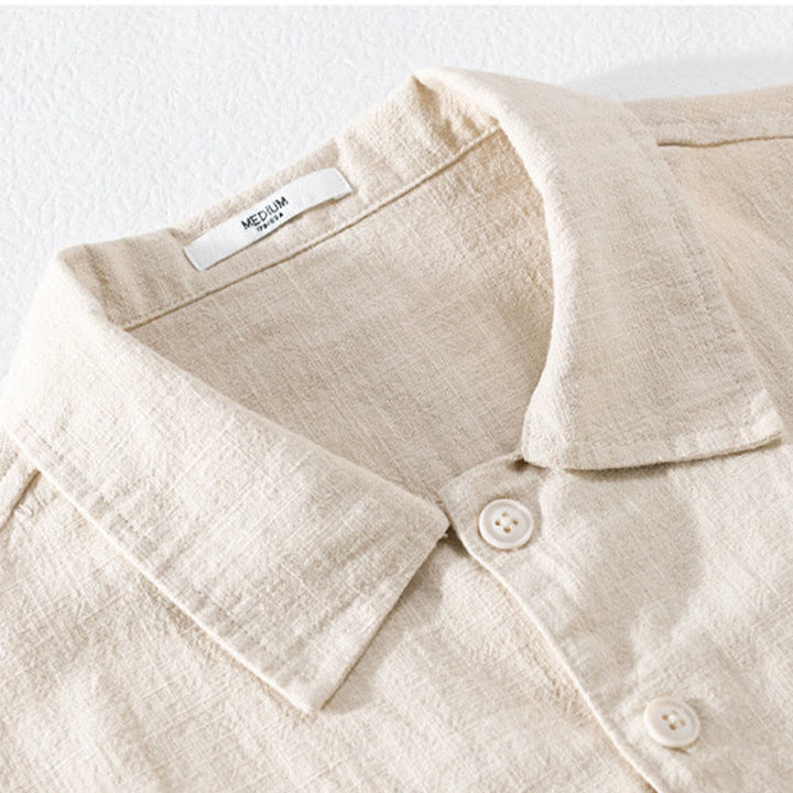 Buddha Stones Commute Men's Plain Buttons Design Cotton Linen Long Sleeve Shirt With Pockets - image 5