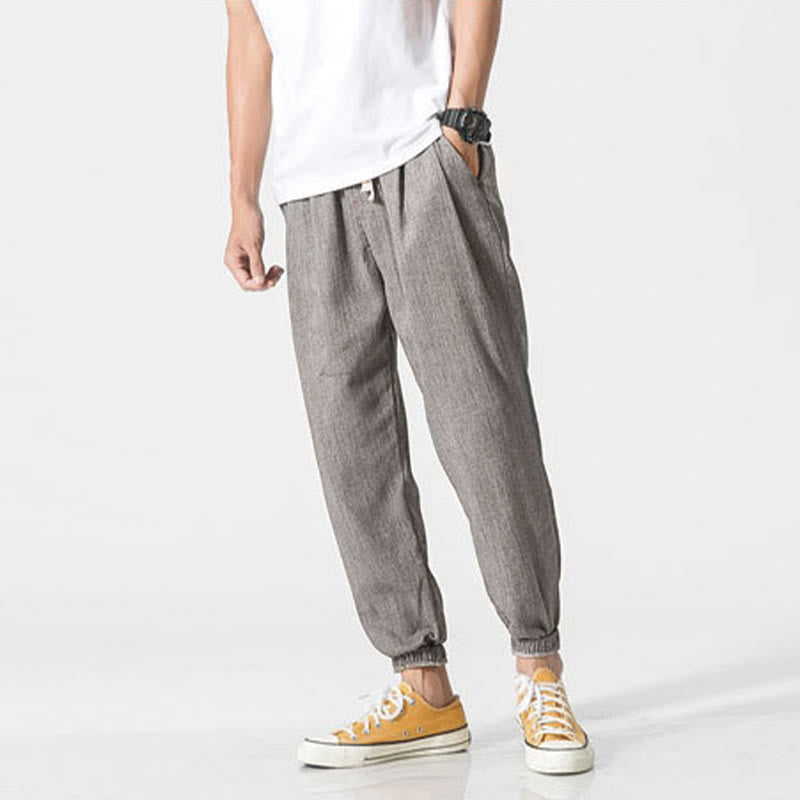 Buddha Stones Simple Drawstring Design Men's Pants With Pockets - image 6