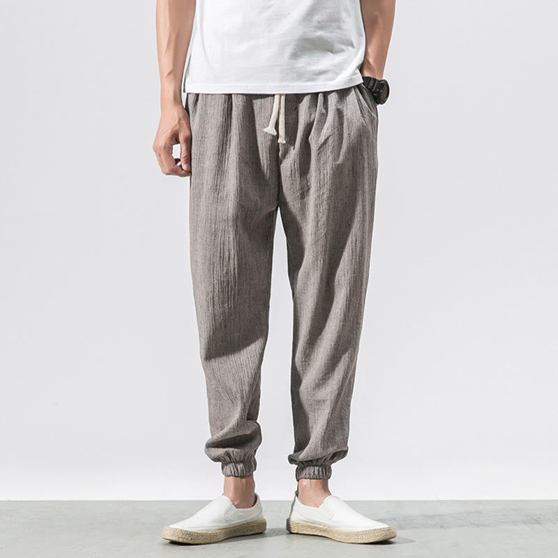 Buddha Stones Simple Drawstring Design Men's Pants With Pockets - image 1
