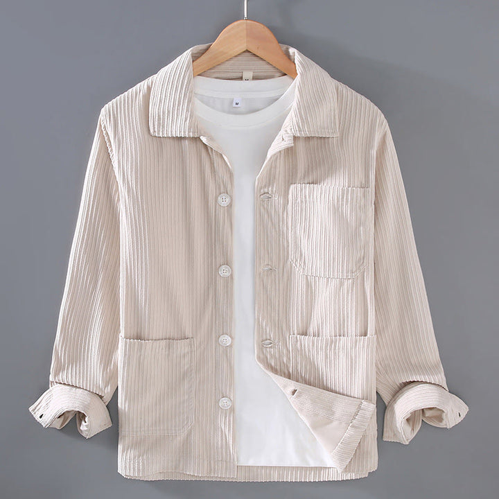 Buddha Stones Fall Lapel Design Long Sleeve Button Men's Jacket With Pockets - Beige - US/UK/AU42，EU52 (3XL) - image 9