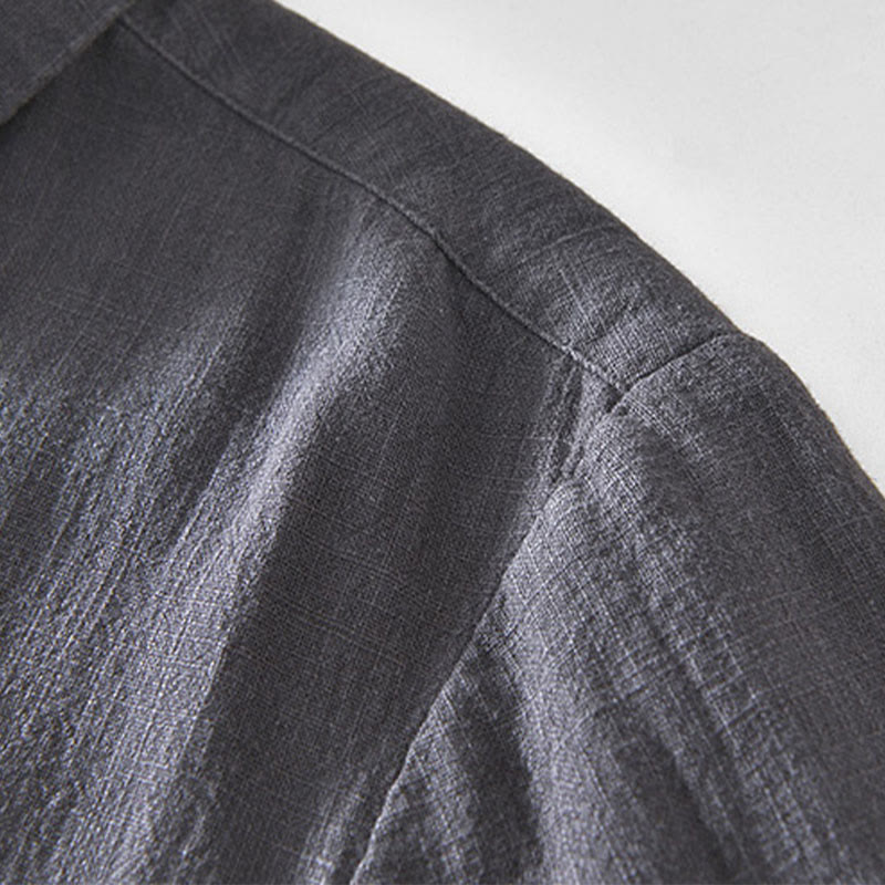 Buddha Stones Commute Plain Simple Buttons Design Men's Long Sleeve Ramie Linen Jacket With Pockets - image 14