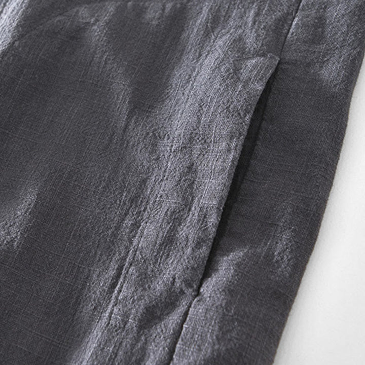 Buddha Stones Commute Plain Simple Buttons Design Men's Long Sleeve Ramie Linen Jacket With Pockets - image 16