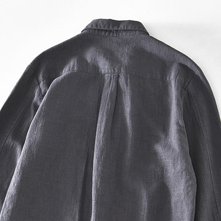Buddha Stones Commute Plain Simple Buttons Design Men's Long Sleeve Ramie Linen Jacket With Pockets - image 20