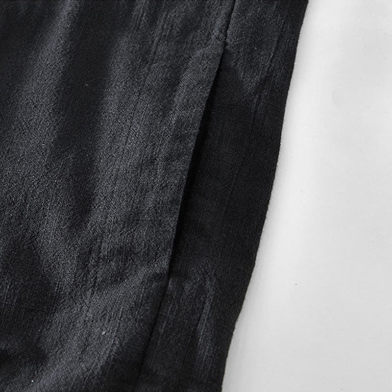 Buddha Stones Commute Plain Simple Buttons Design Men's Long Sleeve Ramie Linen Jacket With Pockets - image 8