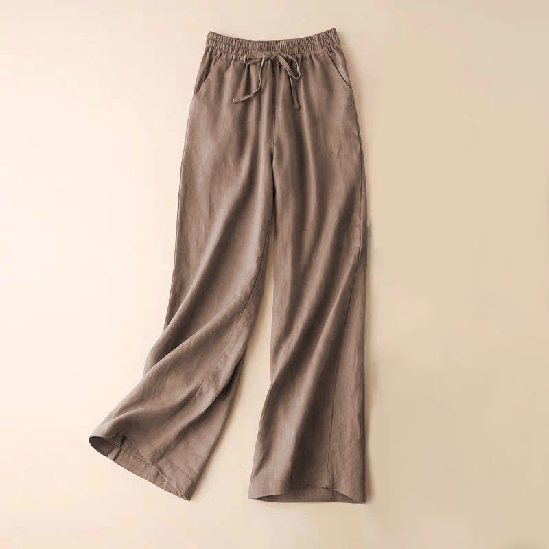 Buddha Stones Casual High Waist Lace-up Wide Leg Pants With Pockets - Tan - US12，UK/AU16，EU44 (3XL) - image 27
