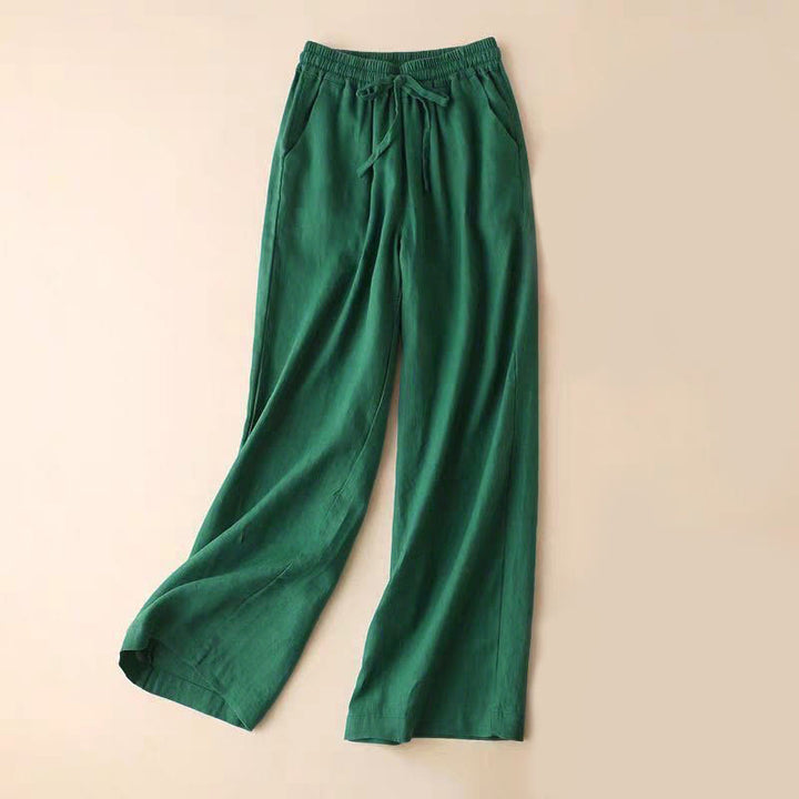 Buddha Stones Casual High Waist Lace-up Wide Leg Pants With Pockets - MediumSeaGreen - US12，UK/AU16，EU44 (3XL) - image 7