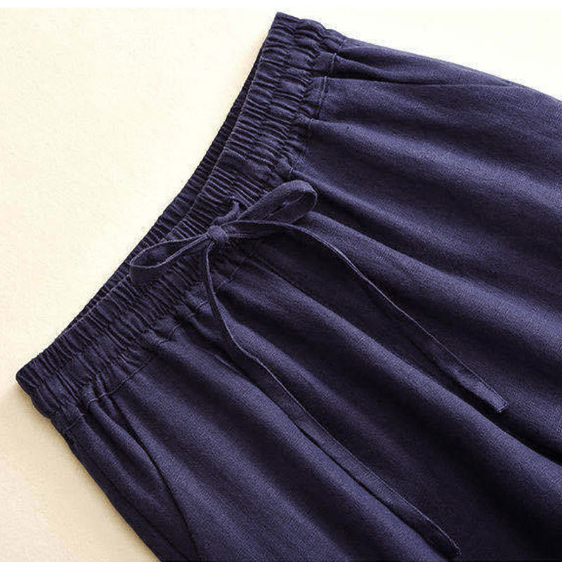 Buddha Stones Casual High Waist Lace-up Wide Leg Pants With Pockets - image 22