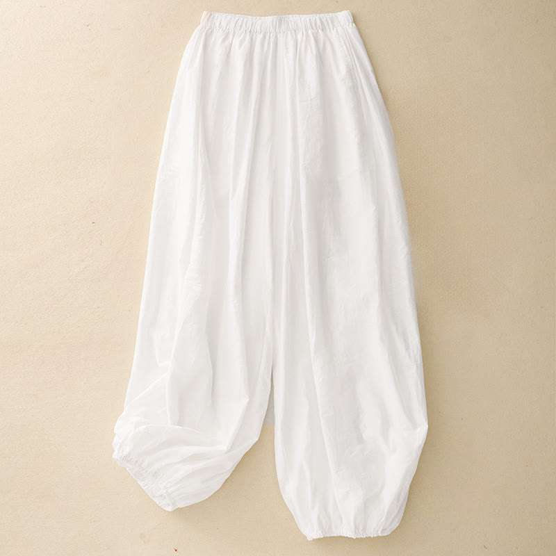 Buddha Stones Casual Simple Design Women's Harem Pants With Pockets - White - US8-10，UK/AU12-14，EU40-42 (2XL) - image 4