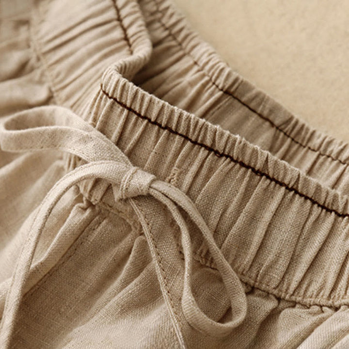 Buddha Stones Casual Embroidered Petals Women's Cotton Linen 7-8 Length Harem Pants With Pockets - image 2