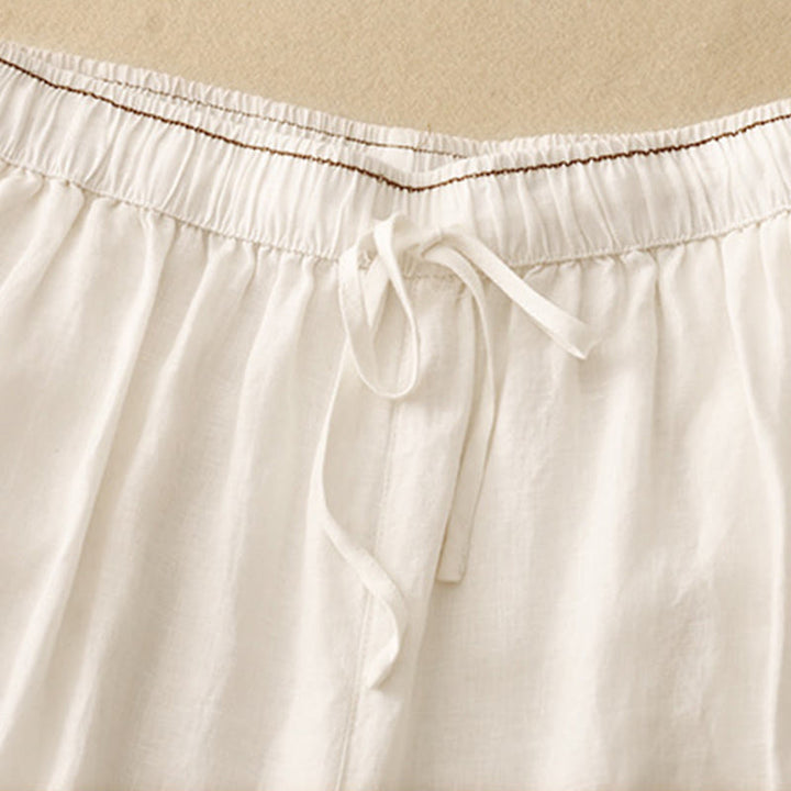 Buddha Stones Casual Embroidered Petals Women's Cotton Linen 7-8 Length Harem Pants With Pockets - image 7