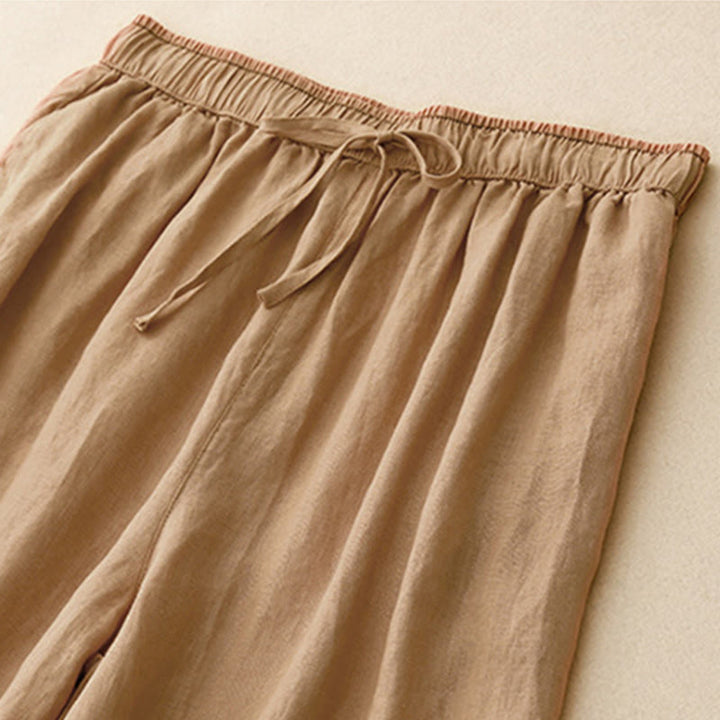 Buddha Stones Casual Embroidered Petals Women's Cotton Linen 7-8 Length Harem Pants With Pockets - image 10