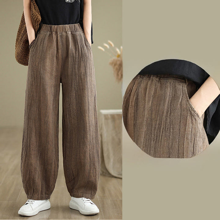 Buddha Stones Casual Plain Women's Cotton Linen Harem Pants With Pockets - image 11