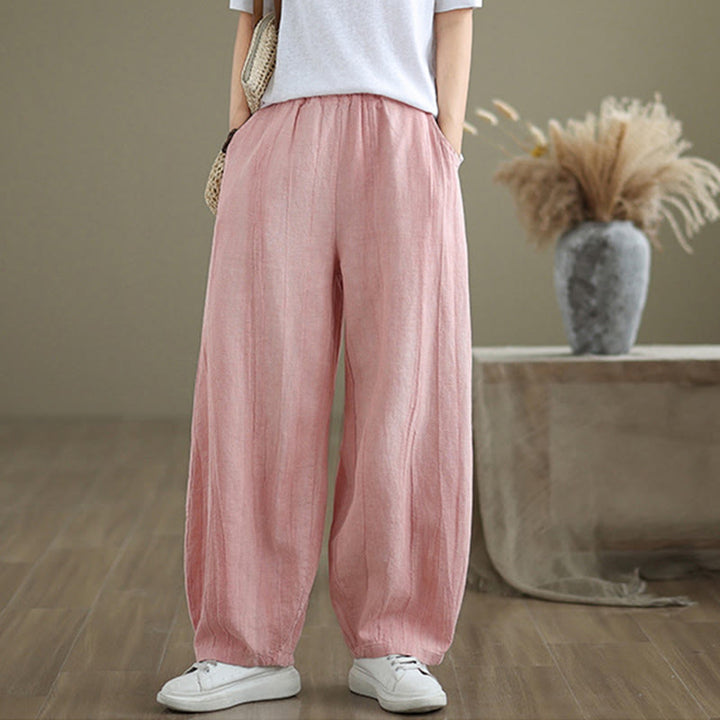 Buddha Stones Casual Plain Women's Cotton Linen Harem Pants With Pockets - image 21