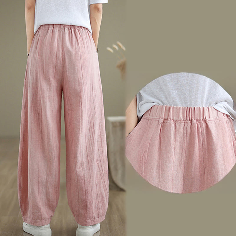 Buddha Stones Casual Plain Women's Cotton Linen Harem Pants With Pockets - image 20