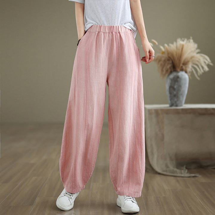 Buddha Stones Casual Plain Women's Cotton Linen Harem Pants With Pockets - image 23