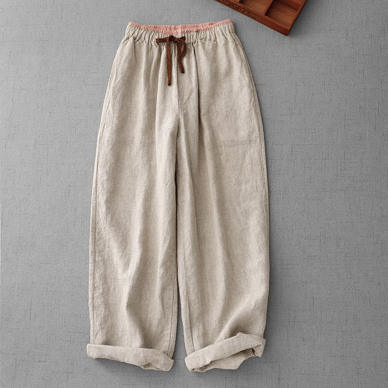 Buddha Stones Casual Daily Drawstring Simple Design Women's Pants With Pockets - Beige - US8-10，UK/AU12-14，EU40-42 (2XL) - image 0