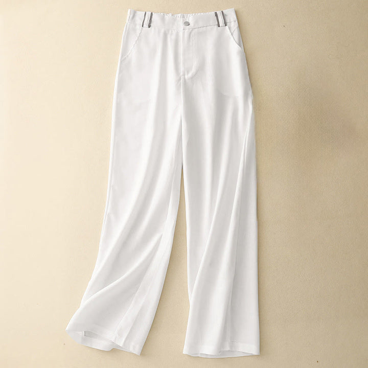 Buddha Stones Casual Straight Leg Design Women's Cotton Linen Pants With Pockets - White - US14，UK/AU18，EU46 (2XL) - image 8