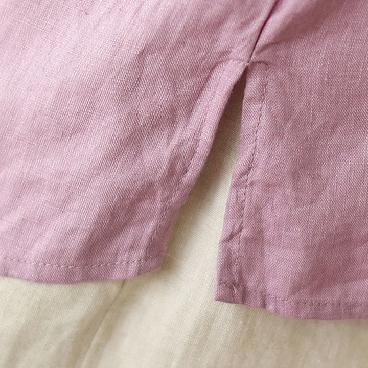 Buddha Stones Embroidered Slanted Buttons Cotton Linen Women's Shirt - image 10