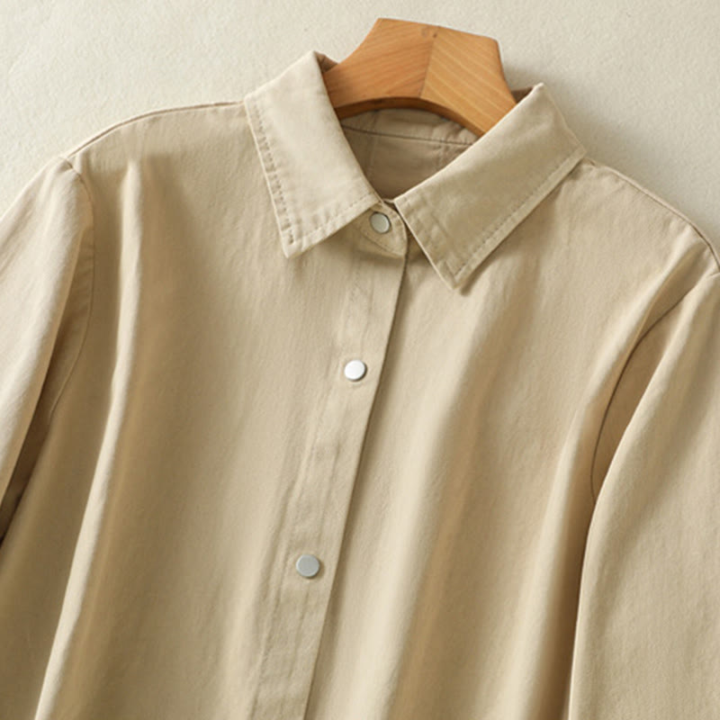 Buddha Stones Plain Button Design Stand Collar Women's Cotton Jacket - image 18