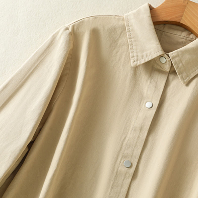 Buddha Stones Plain Button Design Stand Collar Women's Cotton Jacket - image 19