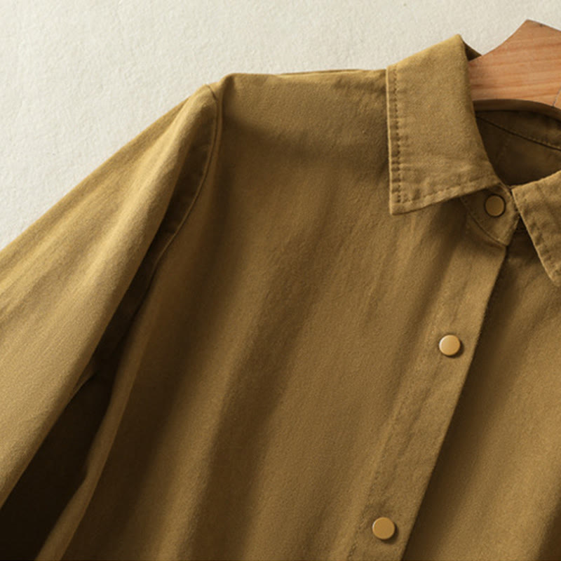 Buddha Stones Plain Button Design Stand Collar Women's Cotton Jacket - image 30