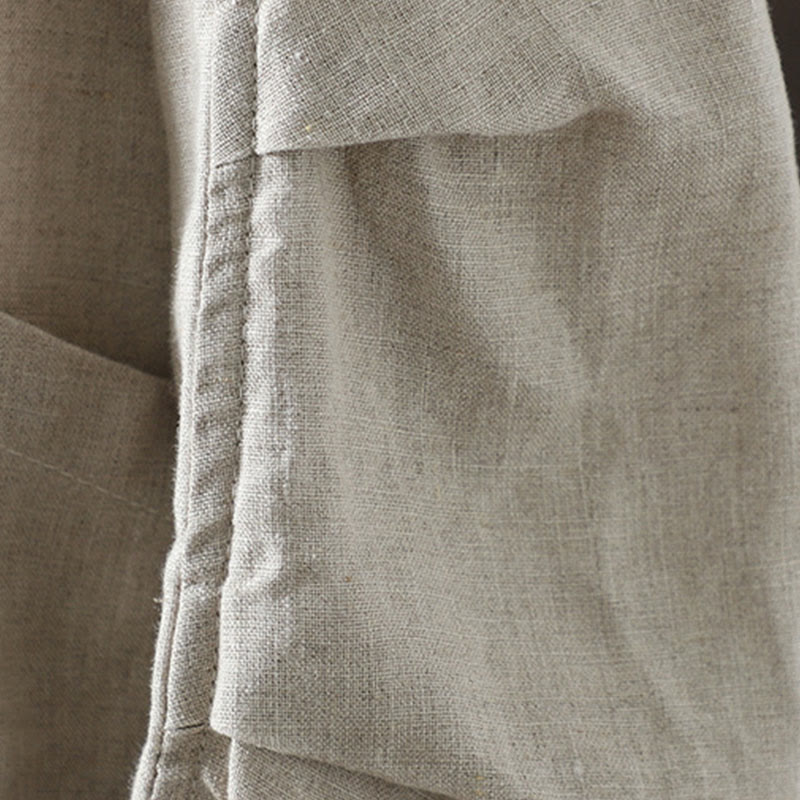 Buddha Stones Pure Color V-neck Women's Cotton Jacket With Pockets - image 4