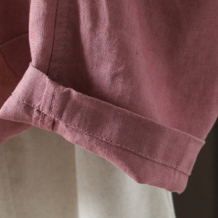 Buddha Stones Pure Color V-neck Women's Jacket With Pockets - image 13