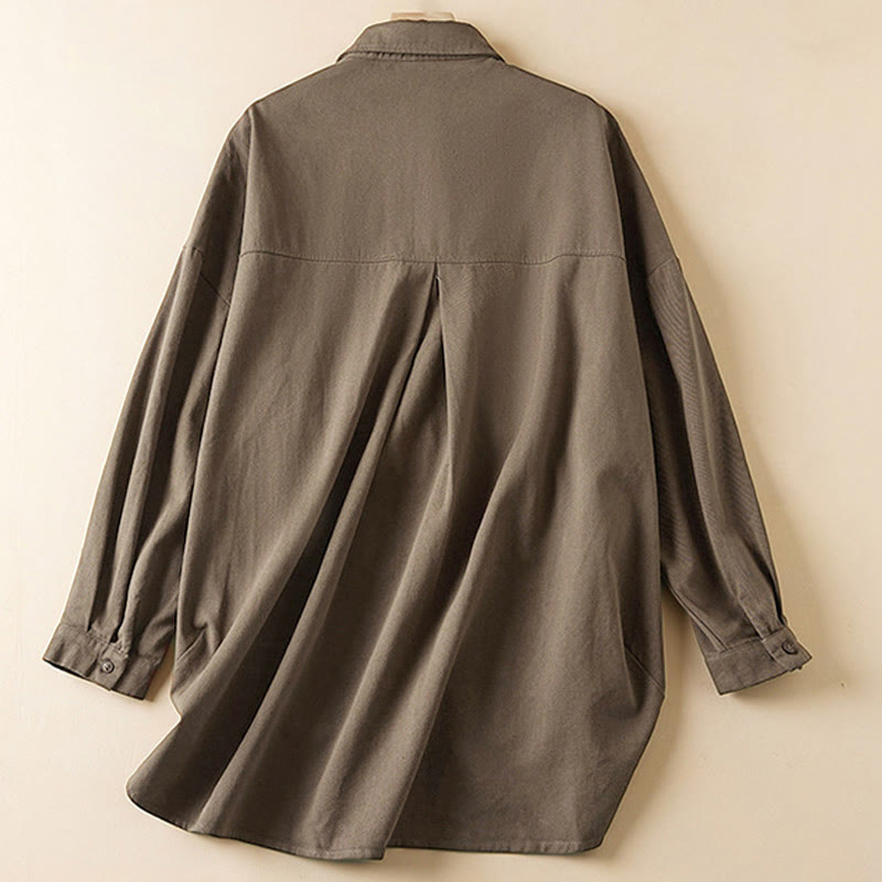 Buddha Stones Fall Irregular Design Long Sleeve Women's Cotton Linen Lapel Jacket With Pockets - image 15