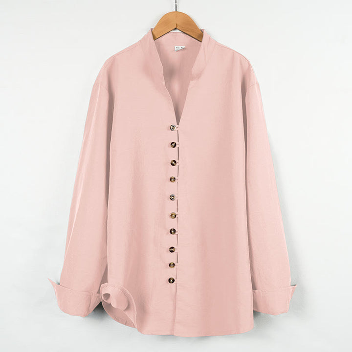 Buddha Stones Solid Color Buttons Fall Long Sleeve Men's Shirt - Pink - US/UK/AU46，EU56 (3XL) - image 13