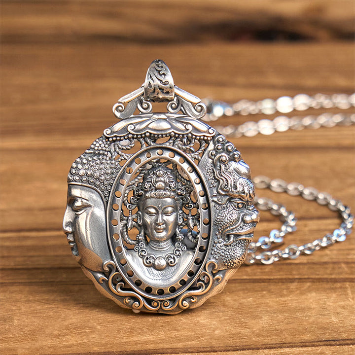 Buddha Stones Copper Buddha Devil Pattern Serenity Pendant Necklace - Buddha Devil(Copper Chain) - image 0