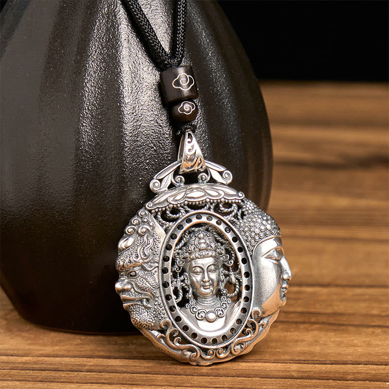 Buddha Stones Copper Buddha Devil Pattern Serenity Pendant Necklace - image 10