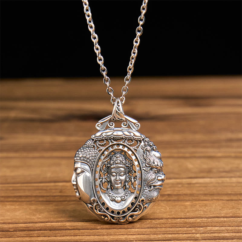 Buddha Stones Copper Buddha Devil Pattern Serenity Pendant Necklace - image 1